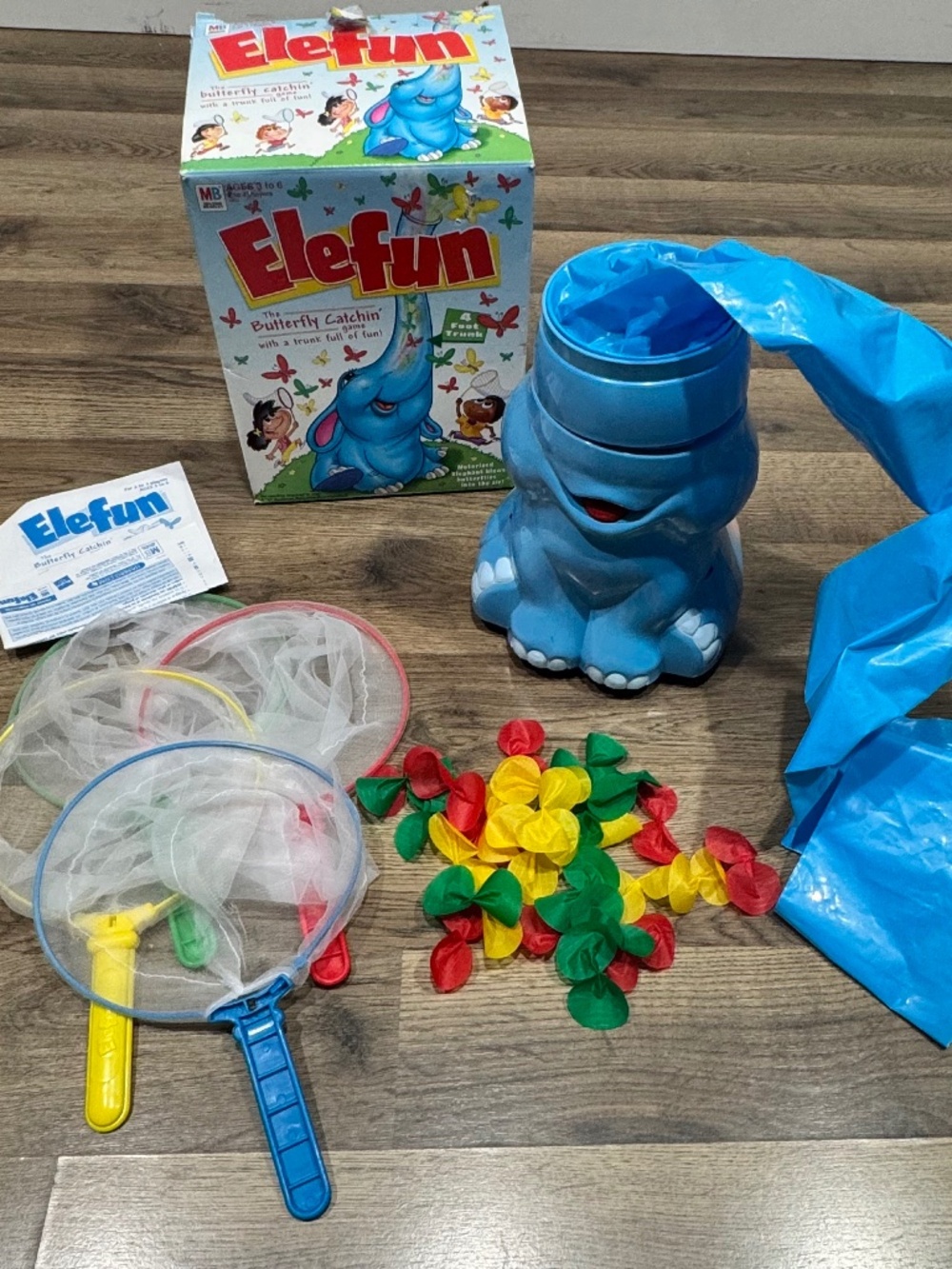 Elefun Butterfly Catching Game Four Nets Butterflies Hasbro WORKS 2002